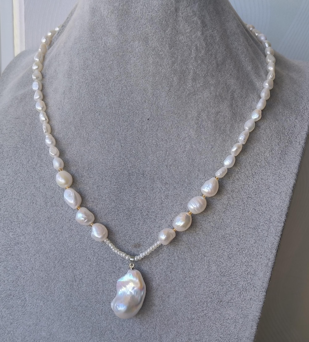 Collana Di Perle Akoya Barocche Con Finitura Lucida In Oro 18k, Miglior Marchio Di Gioielli In Perle – PEARLY LUSTRE - Foto 4