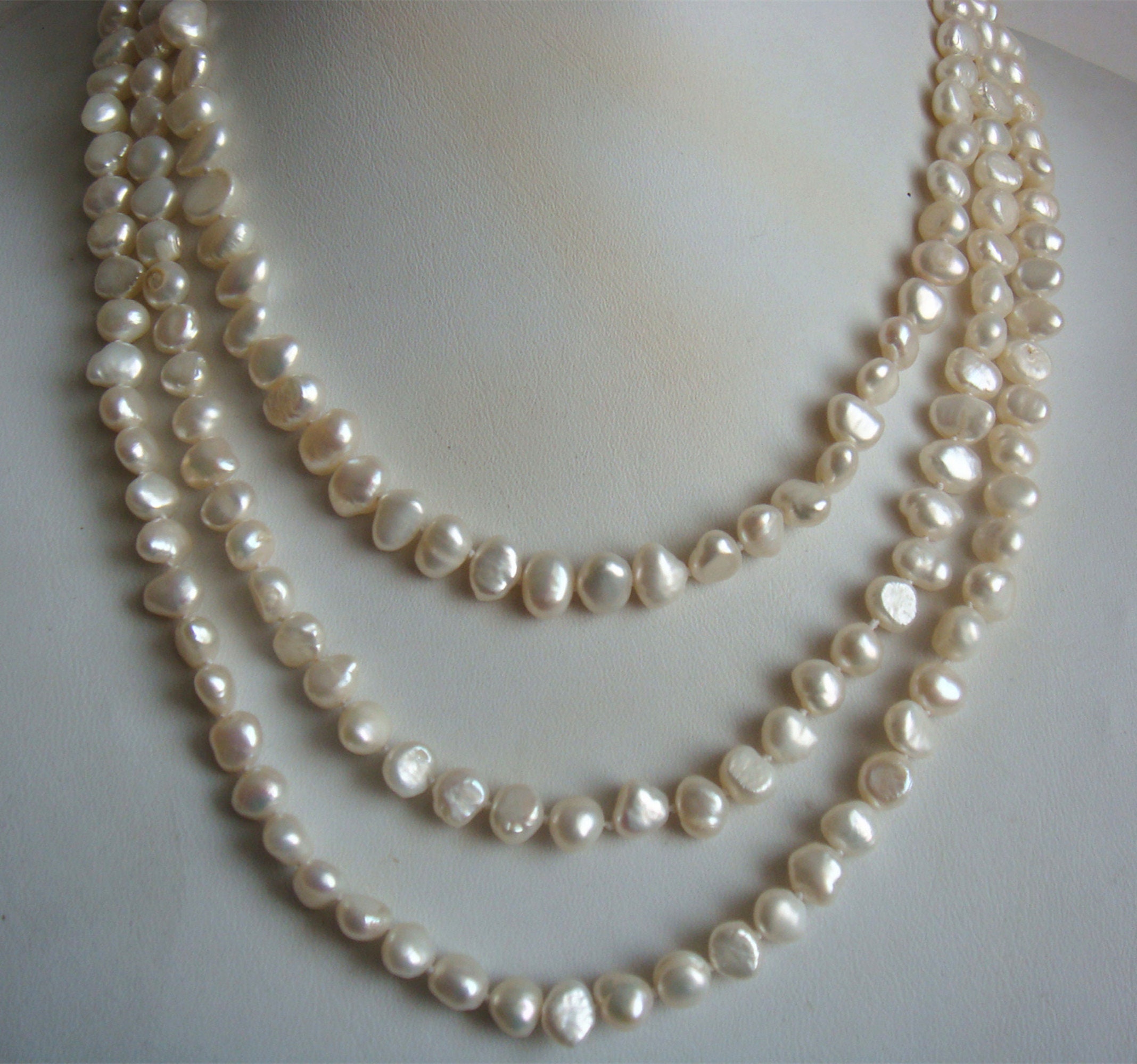 ブレスレット LESS IS MORE 8mm pearl necklace Freshwater Pearl Necklace , 8 Mm White Baroque Pearl Long