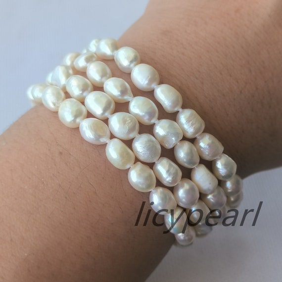 Bracelet En Argent Avec Perles De Culture D'eau Douce Baroques Roses, Violettes Et Blanches - Neuf Avec étiquettes