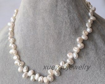 Collana Di Perle Coltivate D'acqua Dolce Barocche Bianche AAAA Da - Foto 3