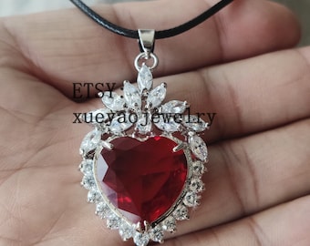 Charm Pendant, big red heart zircon pendant