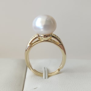 Genuine Pearl Ring, 11-11.5 mm white/ pink/ black flat  pearl ring