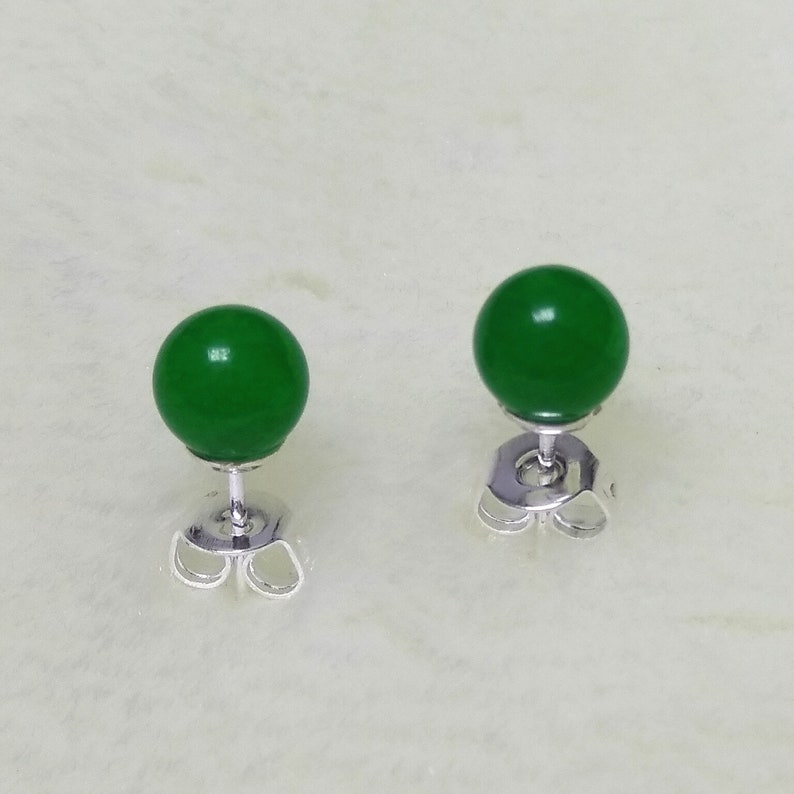 jade earring 6mm green jade stud earrings image 3