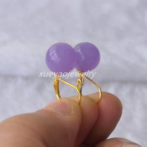 Pink Purple Jade Earrings: 925 Sterling Silver Lever Backs, 12mm