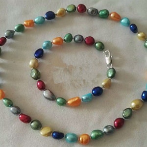 pearl  set- 8-9 mm multi-color baroque freshwater pearl necklace bracelet set