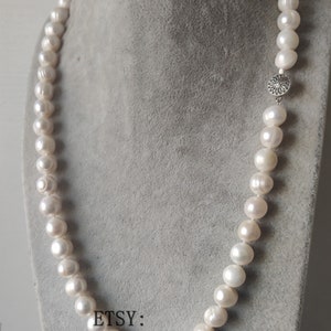 Freshwater Pearl Necklace, big 11-11.5 mm white Pearl necklace , 25inch pearl necklace