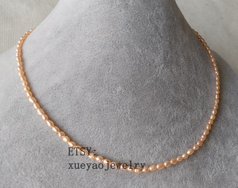 tiny pearl necklace choker necklace 2-3 mm pink freshwater pearl necklace 14-60 inches