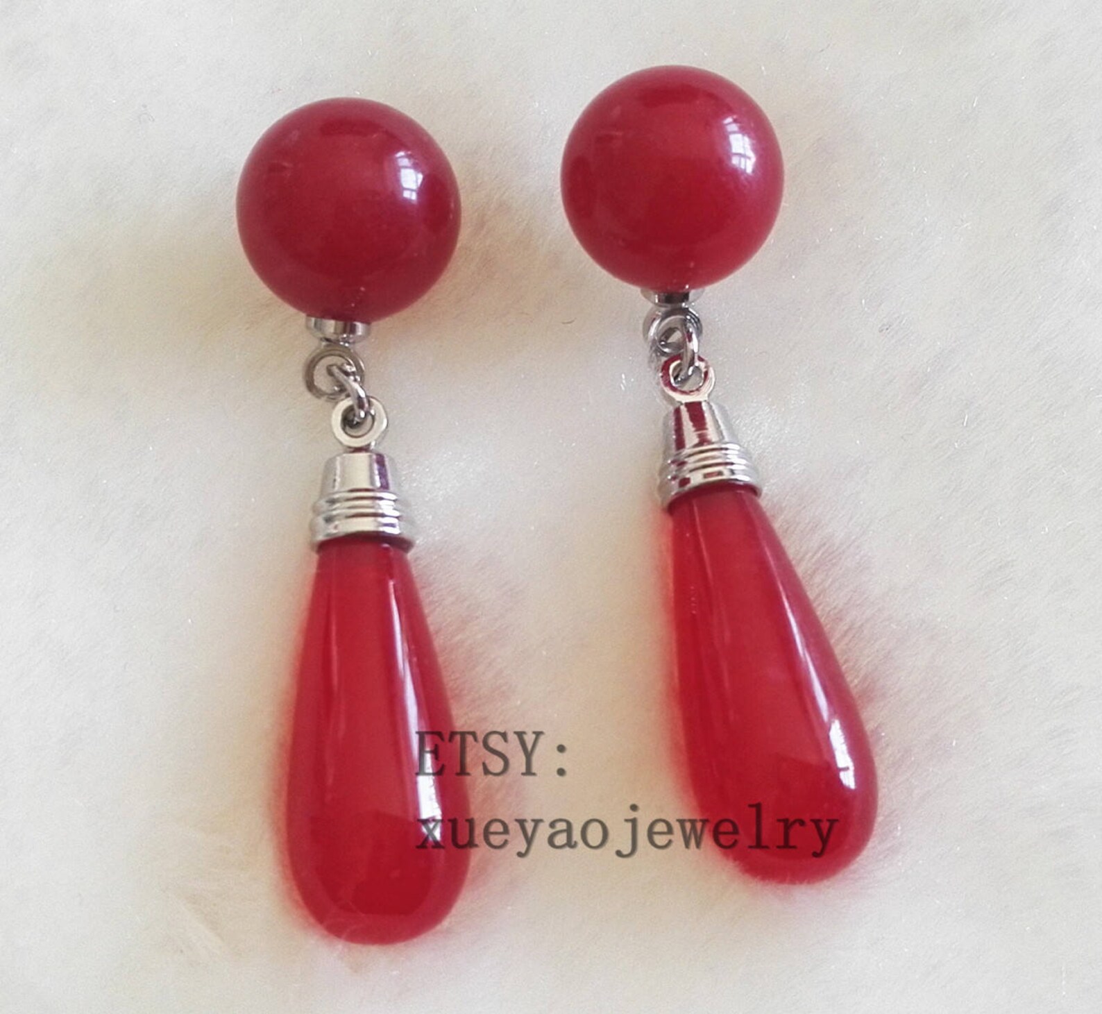 Jade Earrings Red Jade Earrings Etsy