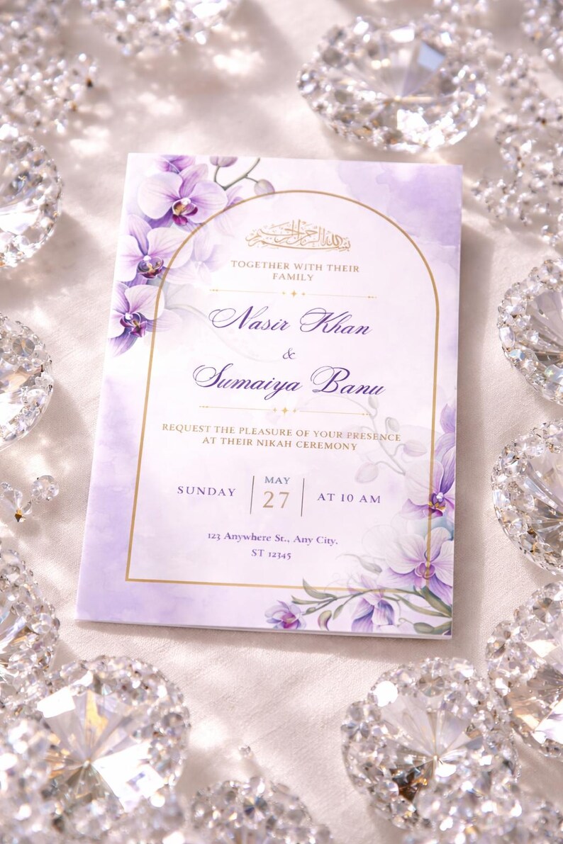 Nikah Invitation Template Editable in Canva | Muslim Wedding Card ...