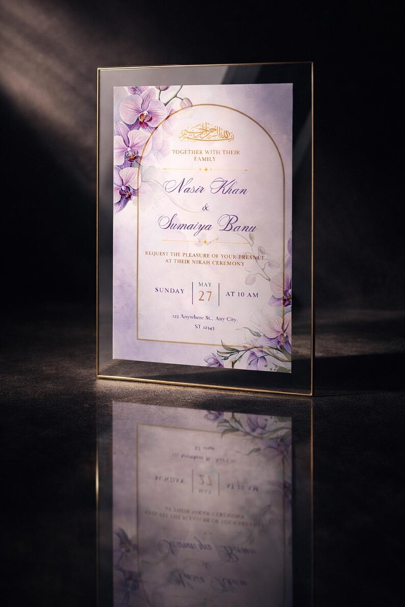 Nikah Invitation Template Editable in Canva | Muslim Wedding Card ...