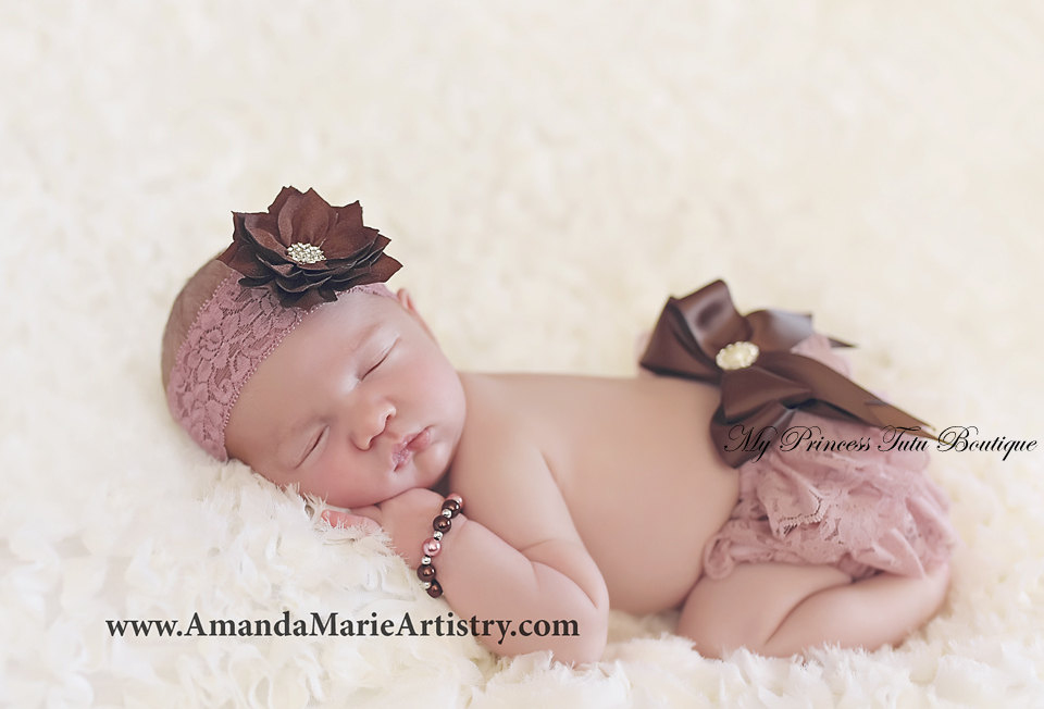Infant Baby Girls Outfit Ruffled Bloomers Headband Photo Props Set Toddler Cloth