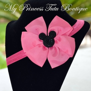 Free Shipping Minnie Mouse Bow, Minnie Mouse Pink Bow, Minnie Mouse Headband, Girls Minnie Headbands