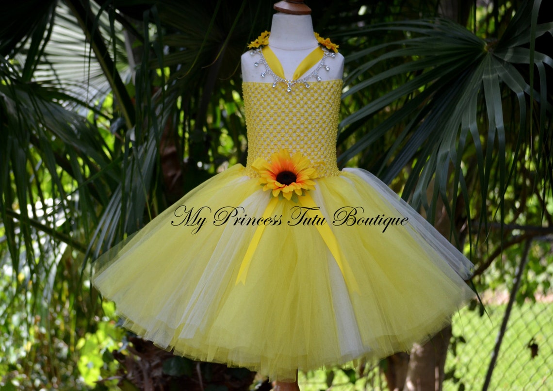 Sunflower Tutu Dress Yellow Tutu Dress Flower Girl Tutu Dress Etsy