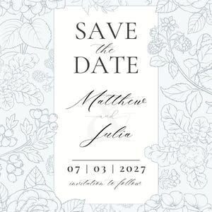 Hydrangeas & Roses Save the Date Template | Romantic Botanical Save the Date | Garden + Grove Collection | Editable Wedding Stationery