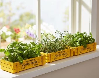 Rustic Wooden Planter Box, Vintage Succulent Crate Decor