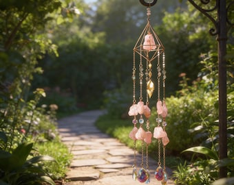 Natural Agate Crystal Dream Catcher, Moon Star Sun Wall Hanging, Boho Gemstone Home Decor