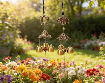 Vintage Copper Wind Chime, Hanging Garden Wind Bell Outdoor Yard Decor