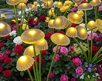 Solar Jellyfish Mushroom Garden Lights, Waterproof LED Outdoor Lawn Pathway Decor