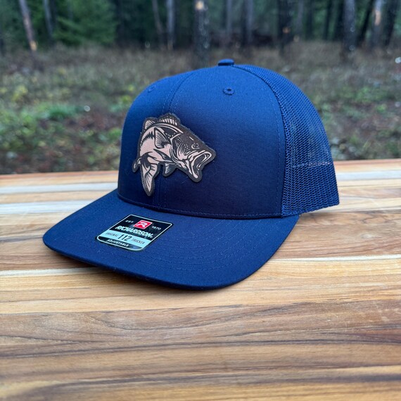 Bass Fishing Hat: Leather Patch, Breathable Mesh Snapback