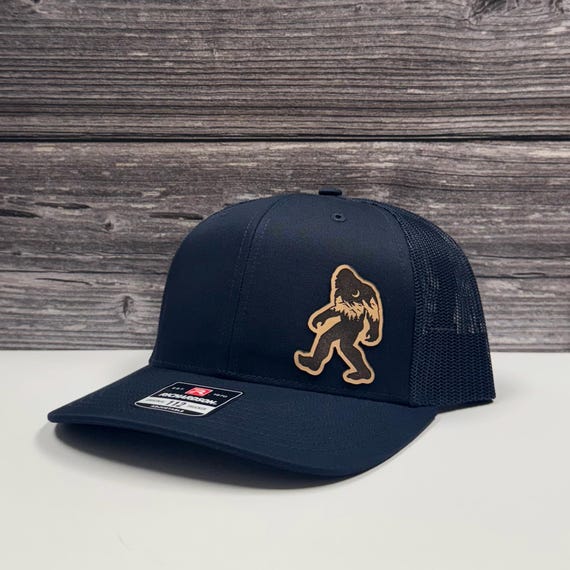 Sasquatch Leather Snapback Hat, Mesh Back (Adjustable Fit)
