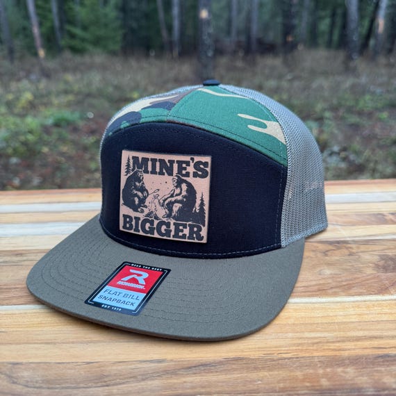 Mine’s Bigger Bigfoot & Bear Leather Patch Hat (Adjustable Fit)