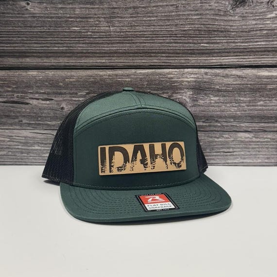 Idaho Treeline Hat: Outdoor Trucker Cap (Leather Front, Adjustable)