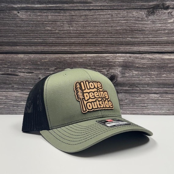 I Love Peeing Outside Leather Patch Hat (Adjustable Fit)