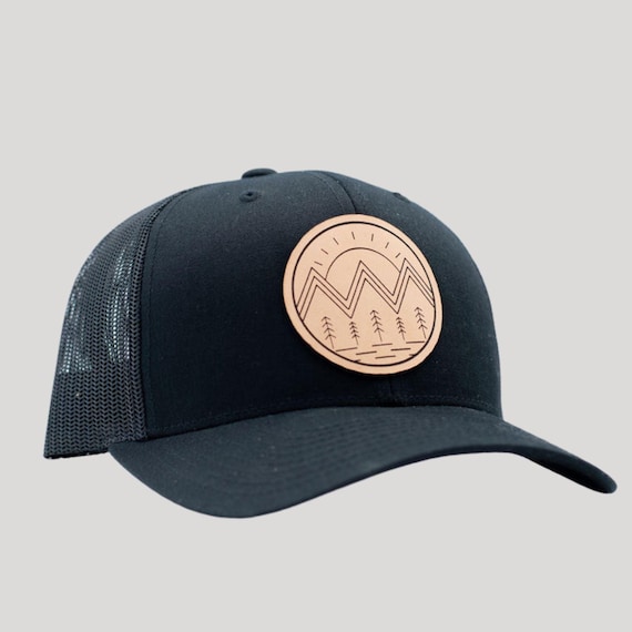 Simple Mountain Outline Leather Patch Hat – 208 Brim Co