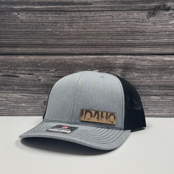 Idaho Tree Line Leather Patch side Hat (Adjustable Fit)