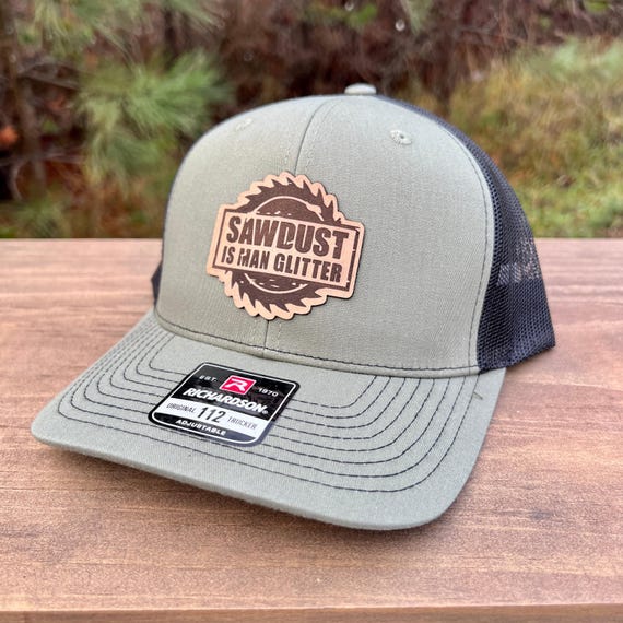 Sawdust Woodworking Hat - Leather Front, Breathable Mesh Snapback