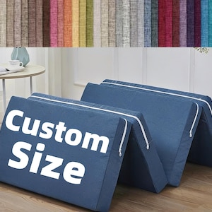 Custom Size Folding Cushions Pillow, Bespoke Foldable Mattress Pad, Made to Measure Floor Mattress, Tailored Bi Tri Fold Foam Seat Cushion