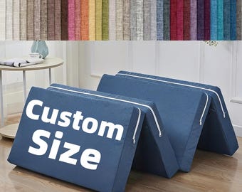 Custom Size Folding Cushions Pillow, Bespoke Foldable Mattress Pad, Made to Measure Floor Mattress, Tailored Bi Tri Fold Foam Seat Cushion
