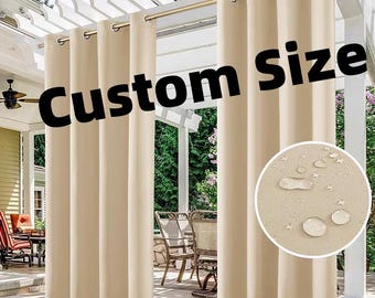 Custom Waterproof Curtain, Cut to Size Shower Curtain Patio Outdoor Drapes, Bespoke Lawn Garden Pergola Privacy Panel, Tailored Room Divider