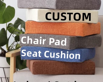Custom Chair Pad Indoor Outdoor, High Density Foam Cushion Back Pillow, Non-Slip Removable Cover Waterproof Patio Furniture Deep Seating Pad