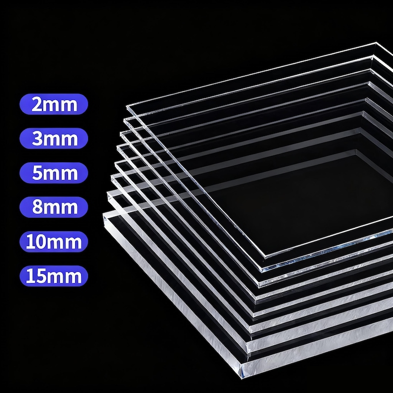 Custom Size Acrylic Sheets, High-Transparency Tailored Plexiglass Panel, Bespoke Crafted Shelves Crystal-Clear, Made to Order Plastic Sheet image 8