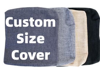 Custom Size Covers Indoor, Cut to Size Zippered Chair Pad Cover Replacement, Tailor Made Non-Slip Cushion Cover, Cotton Linen, 1-20 in Thick