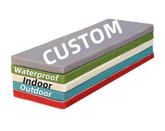 Custom Cushions for Indoor Outdoor Furniture,  Bespoke Size Window Seat Sofa Saggy Pad Bench Pillow Replacement, Non-Slip Waterproof Cushion