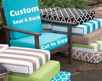 Custom Waterproof Chair Pad Indoor Outdoor, High Density Foam Cushion Back Pillow, Non-Slip Removable Cover Patio Furniture Deep Seating Pad