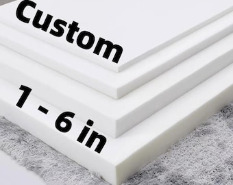 Custom Mattress Pad 1- 8 in Thick, Cut to Size Cushion Foam Filler Foam, Bespoke Cut Floor Mattress High Density Upholstery DIY Sponge Sheet