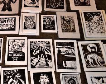 Collection of individual classic Monsters Limited Edition Linocut Prints