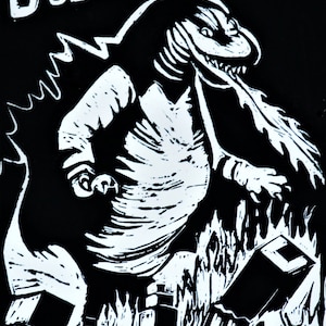 Godzilla Lino Print Art Limited edition