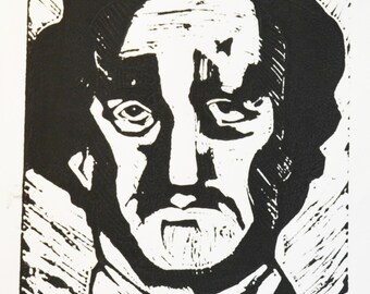 Edgar Allen Poe Limited Edition Lino Print