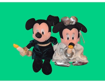 Mickey & Minnie Mouse Christmas Candle Plush Set 1994 Disneyland Collectible