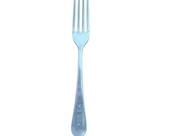Fourche militaire en acier inoxydable de la Seconde Guerre mondiale MD USA O.L. Fourchette en acier inoxydable