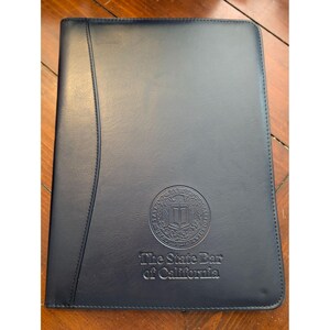 State Bar Of California Padfolio Navy Blue Faux Leather With Document Sleeve