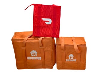 Ensemble de sacs de livraison isolés Grubhub et Doordash - Durable, léger et idéal pour le transport d'aliments chauds ou froids
