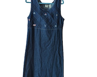 Koret City Blues - Robe pull sans manches en jean avec broderie patriotique Femme petite taille FR