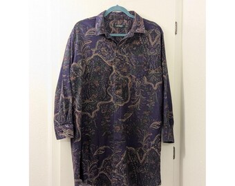 Chemise de nuit Lauren Ralph Lauren vintage pour femmes, motif cachemire, violet vert, grande taille, coupe douce et décontractée