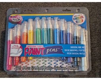 Tulip Dimensional Fabric Paint Pens 12-Pack 0.5 Fl Oz Each Vibrant Colors For Fabric Art & Crafts