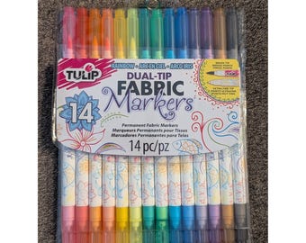 Tulip 14-Count Rainbow Dual-Tip Fabric Markers For Permanent Fabric Art & Craft Projects